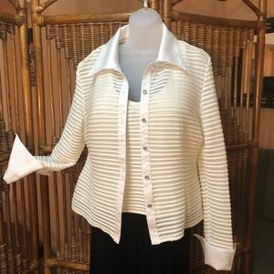 Two piece ribbed camisole and blouse set